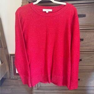 LOFT Bright Red Scoopneck Knit Sweater